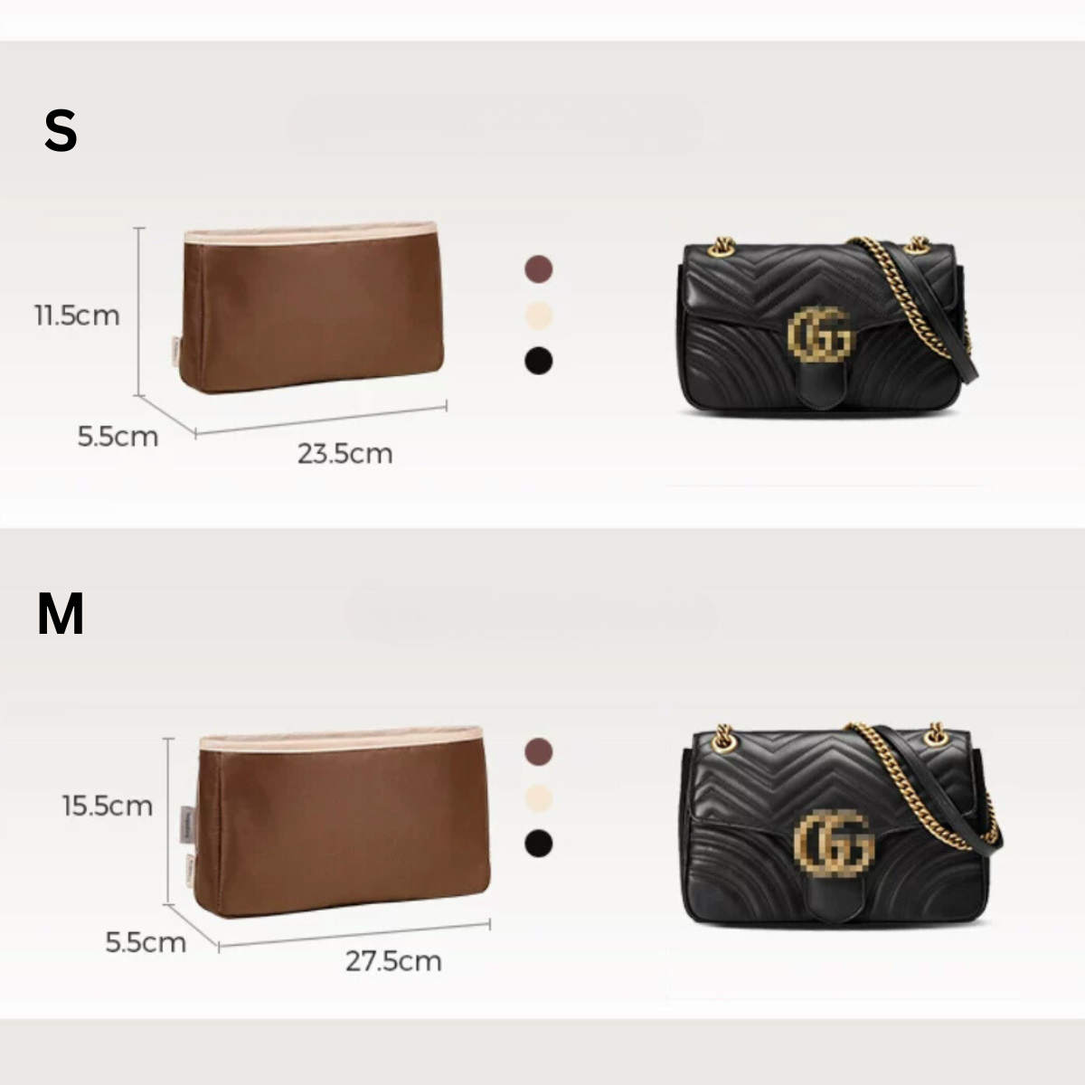 BAGINBAG Handmade Bag Organizer Bag Inner Compatible with GUCCI Marmont Bag Nylon Fabric Edition