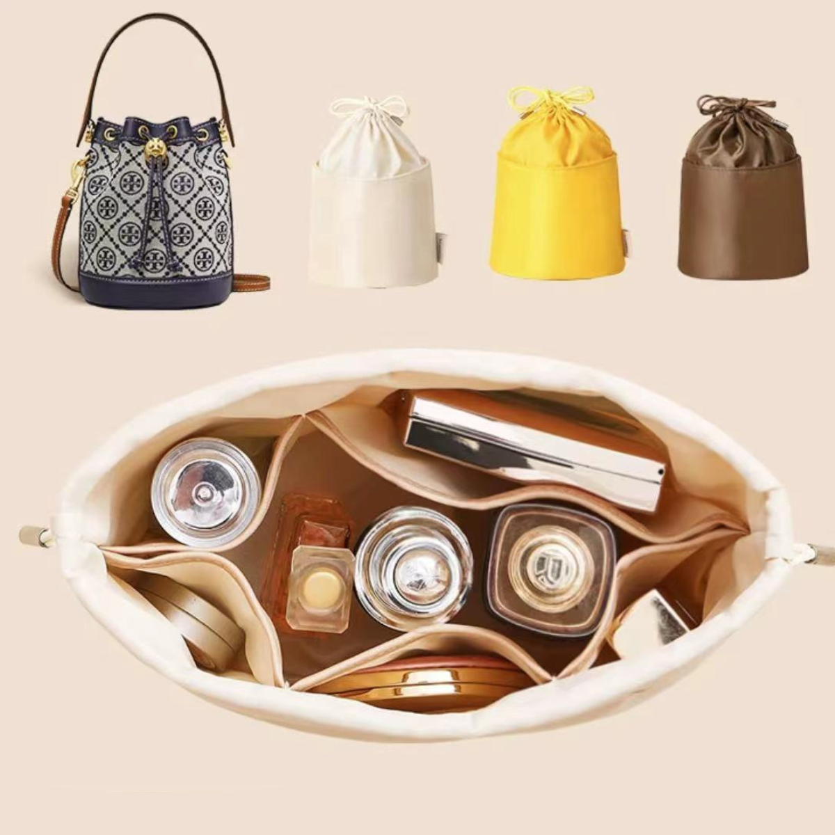 BAGINBAG Handmade Bag Organizer Bag Inner Compatible with Tory Burch Bag Bucket Bag Nylon Fabric Edition