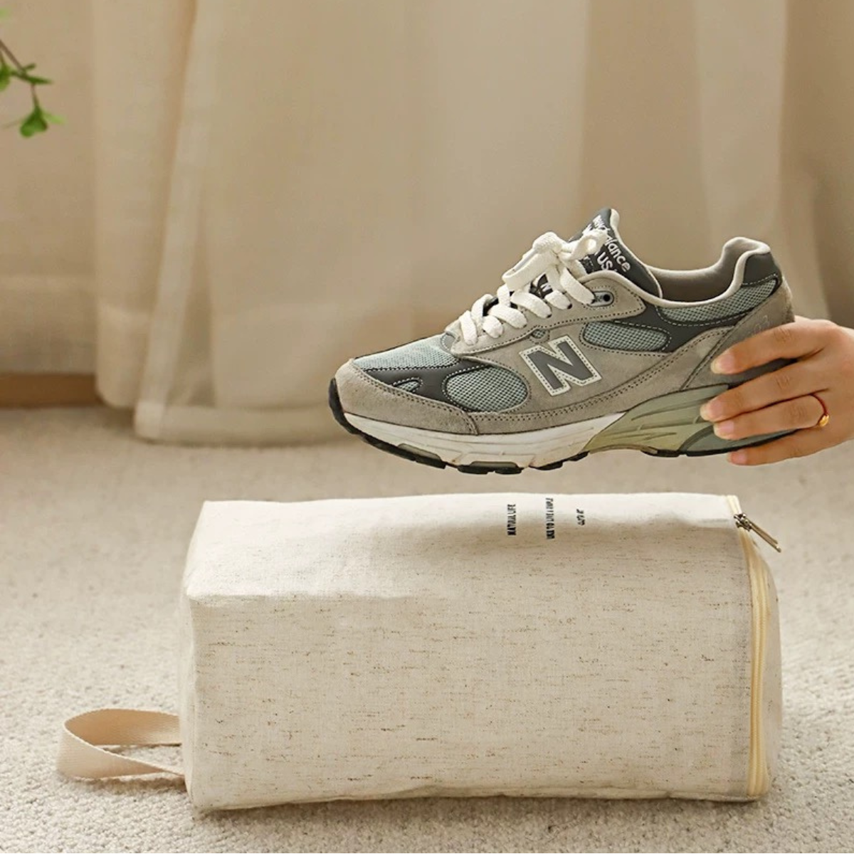 Cotton Linen/Travel Shoe Organizer/Anti-Oxidation Dustproof Shoe Bag 1 Pack