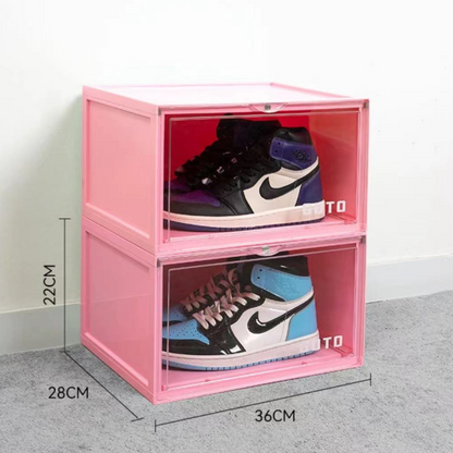 GOTO Shoe Box Storage Box Display Box Side-Opening Shoe Display 2 Pack