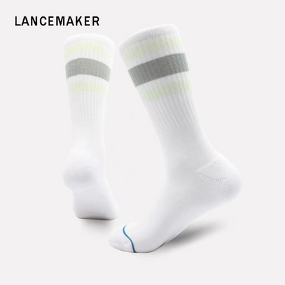 LANCEMAKER High-Top Sports Long Socks with Three-Stripe Design One Size Fits All