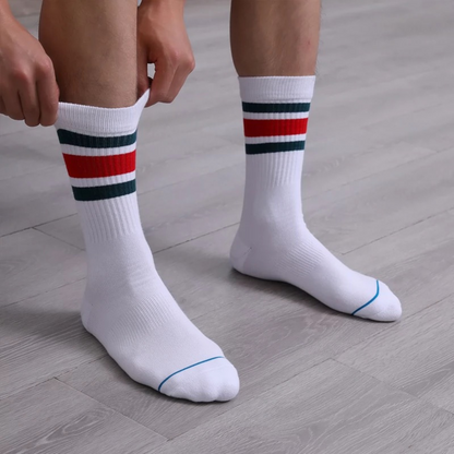 LANCEMAKER High-Top Sports Long Socks with Three-Stripe Design One Size Fits All