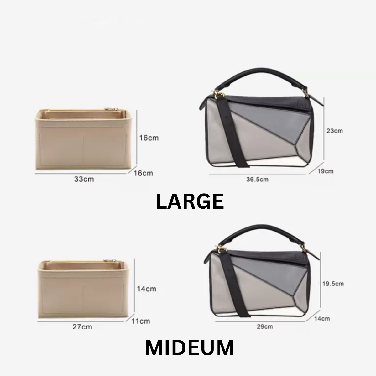 LUOFEIYU Handmade Bag Organizer Bag Inner Compatible with Loewe Puzzle Bag