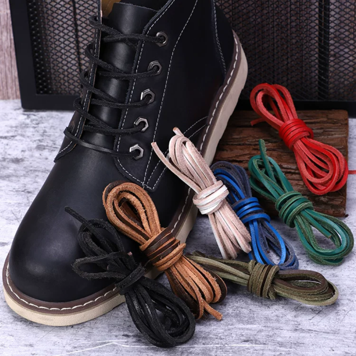 ShoeSpa Leather Shoelaces Compatible with Dress Shoes Canvas Shoes and Martens 1 Pair