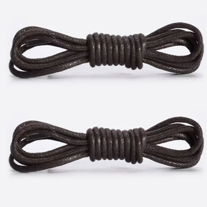 ShoeSpa Waxed Cotton Round Shoelaces Compatible with Dress Shoes Canvas Shoes and Martens 2 Pairs