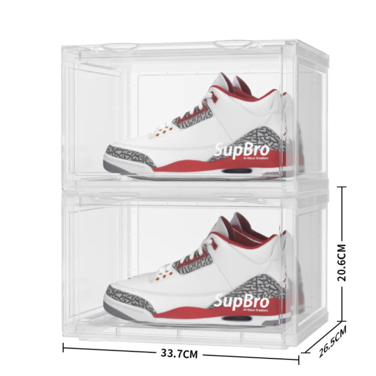 Supbro High-Quality Transparent Side-Opening Shoe Box 2 Pack